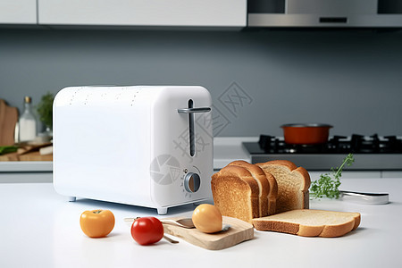 白色电动面包机背景图片