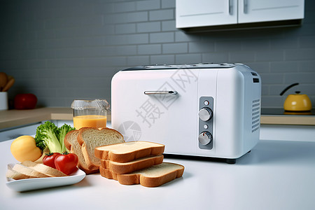 白色电动面包机图背景图片