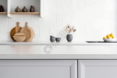 白色桌面简约现代白色厨房台面设计图片