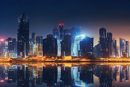 城市建筑的夜景图背景图片