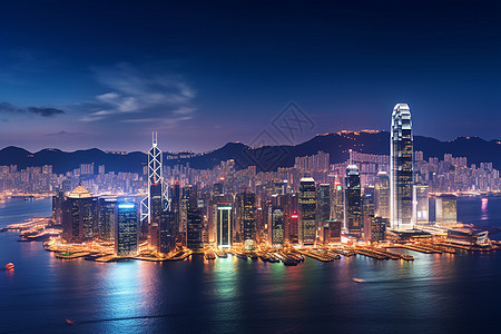 夜晚的香港景观图片