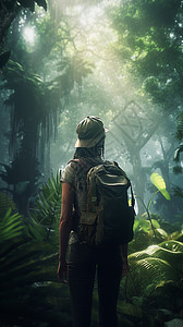 丛林中的冒险家3D概念图图片