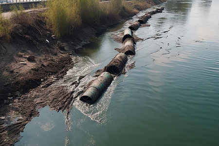 河水被工业污染图图片