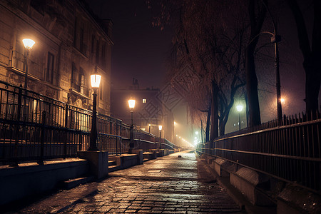 夜晚的城市道路背景图片