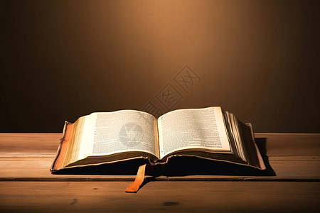木桌上陈旧的圣经图片