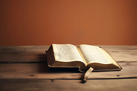 在旧木桌上打开圣经背景图片