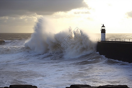 海浪席卷英格兰海岸背景图片