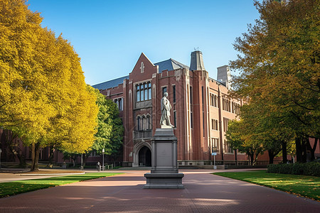 西雅图华盛顿大学校园雕塑高清图片