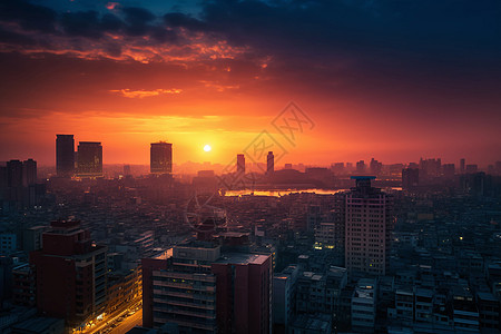 城市日落背景图片