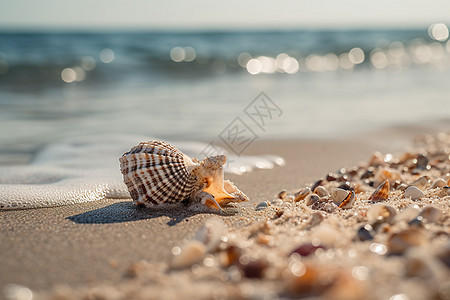 海滩上遗落的贝壳图片