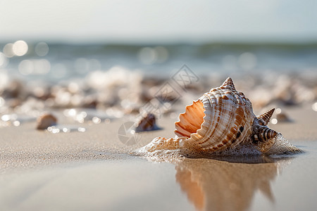 沙滩上五彩缤纷的贝壳图片