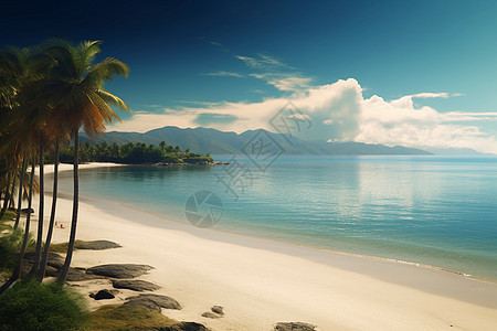 美丽的海滩场景背景图片