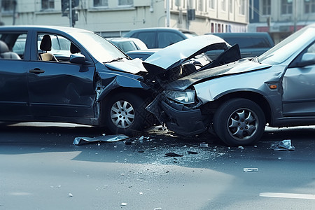 两辆碰撞的汽车背景图片