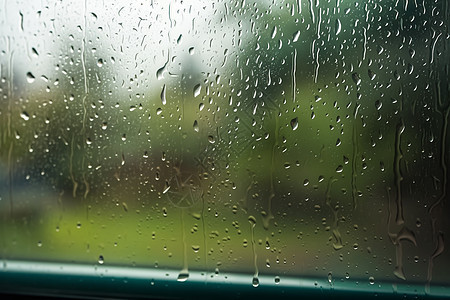 窗外玻璃上的雨滴图片