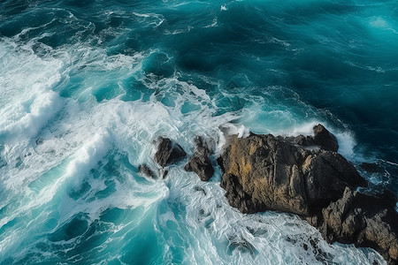 波浪和蔚蓝海水背景图片