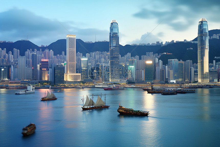 香港维多利亚港迷人夜景高清图片下载-正版图片600155339-摄图网