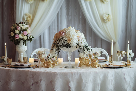 优雅的婚礼餐桌设置图片