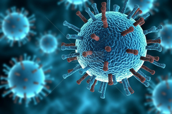 3d医学背景与流感病毒细胞图片
