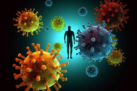免疫系统对抗病毒细菌背景图片