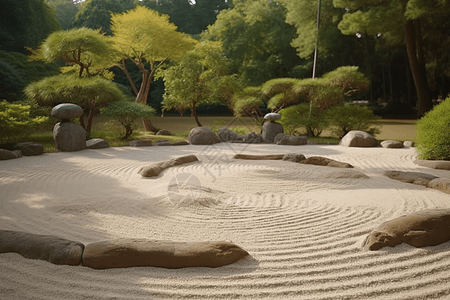 禅宗花园的沙子图片