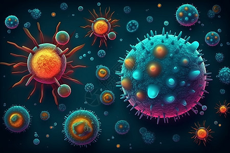 微观彩色病毒图片