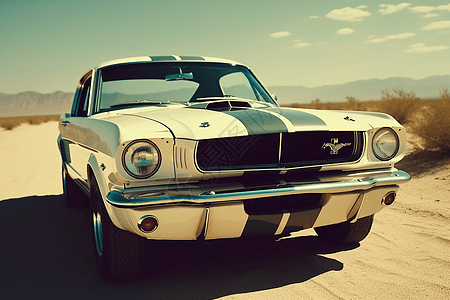 沙漠里的复古汽车图片