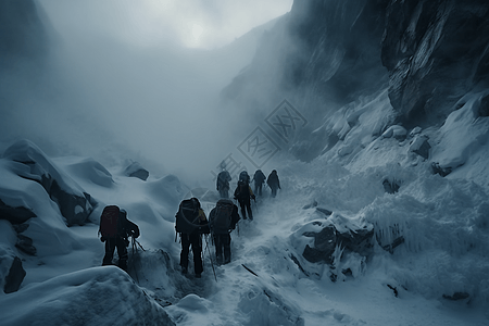 突如其来的意外雪崩背景图片