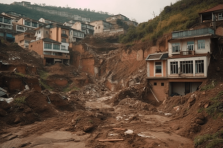 滑坡后的建筑图片