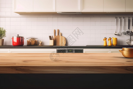 家居厨房的木质台面效果图背景图片