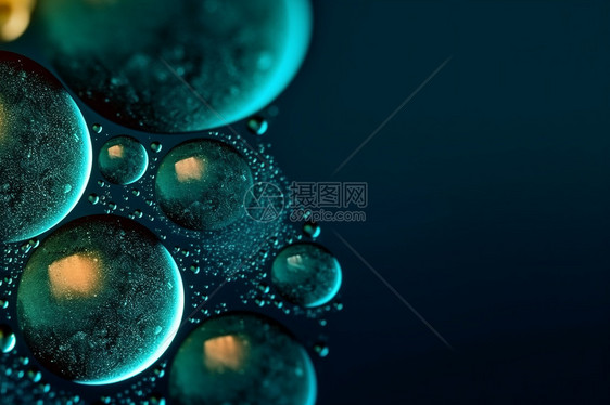 深蓝色抽象背景与气泡图片