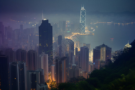 香港城市夜景背景图片