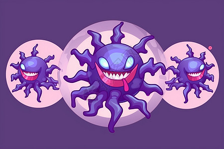 恶毒的紫色冠状病毒角色设计背景图片