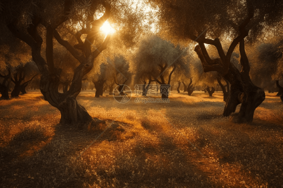 浪漫的橄榄树林图片