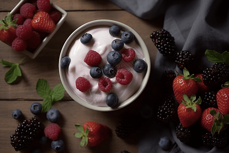 酸奶和浆果图片