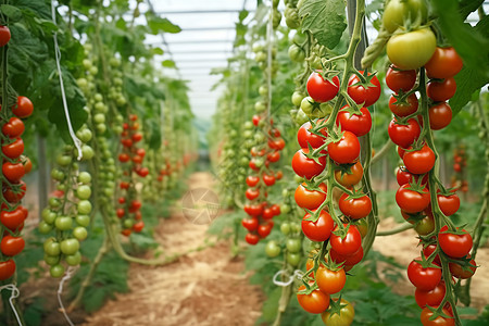 红色番茄在温室中种植番茄图片