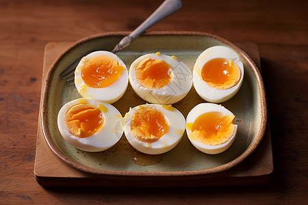 煮熟的鸡蛋半打煮熟的糖心蛋背景