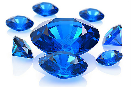 蓝色宝石孤立宝石不同切割图片