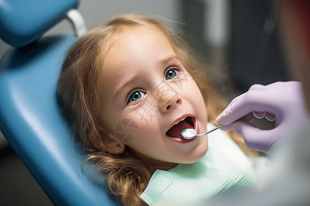 接受牙医检查的孩子图片