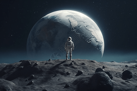 在月球上的宇航员高清图片