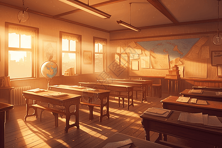 古典明亮的教室背景图片
