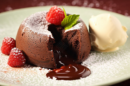美味的蛋糕巧克力熔岩蛋糕高清图片