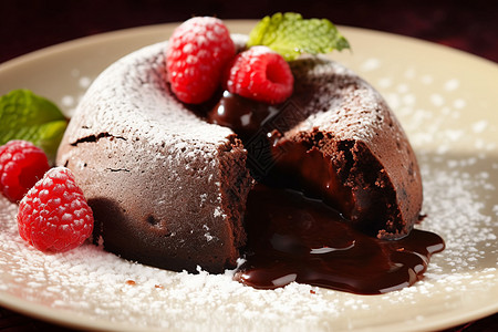 美味的巧克力熔岩蛋糕图片