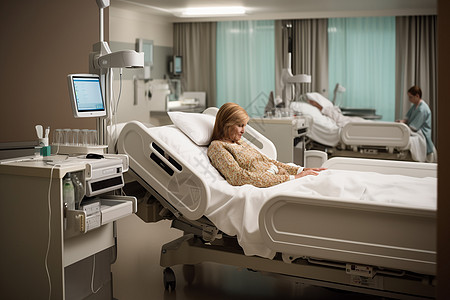 病人躺在医院病床上图片