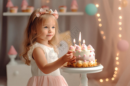 小女孩的生日蛋糕图片