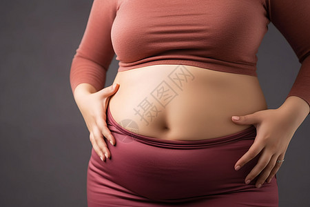 女人比划着大肚子背景图片