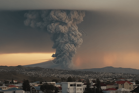 火山喷发的烟雾图片