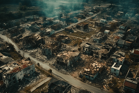 龙卷风后的废墟城镇图片