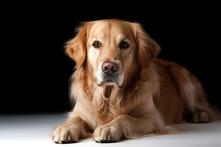 可爱的金毛犬趴在地上图片