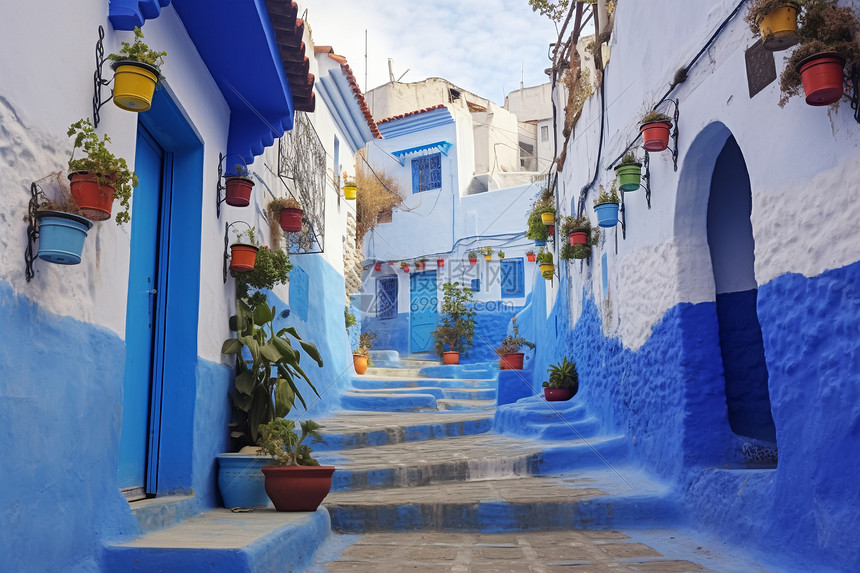 摩洛哥西北部创意小巷高清图片下载正版图片600159177摄图网