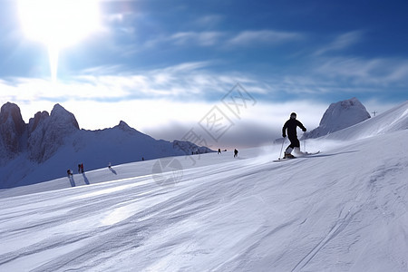 大型滑雪场滑雪运动图片